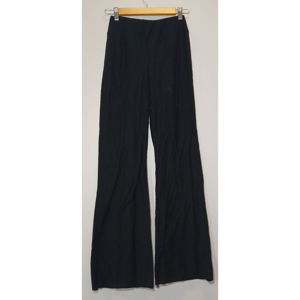 Lunya womens small supima cotton hi rise wide leg pants black quiet luxury